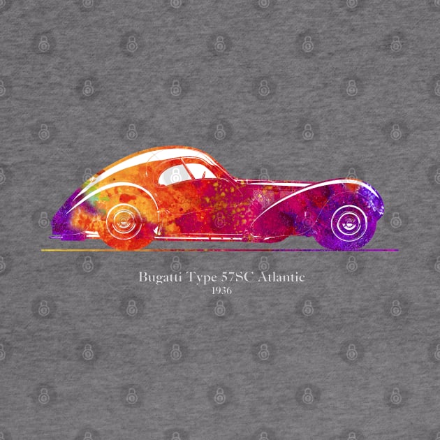 Bugatti Type 57 SC Atlantic 1936 - Colorful 01 by SPJE Illustration Photography